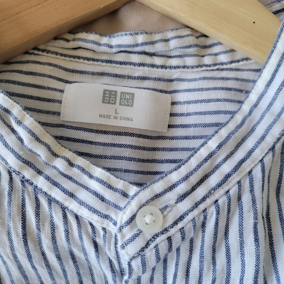 Uniqlo large stripped casual button-up - Picture 2 of 4